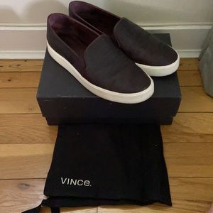Vince Berlin leather slip on sneakers in oxblood